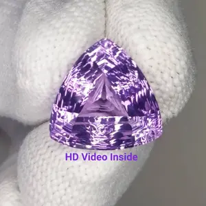11.05 Carat, 16x16x9 Amethyst 100% Natural Unheated Untreated Trillion Shape Concave Cut Amethyst Loose Gemstone.