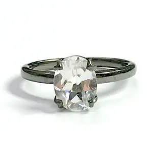 WHITE TOPAZ RING , Sterling Silve ,Black Plating ,Engagement ring , promise ring ,Beautiful Gift For Loved Ones, Clear topaz ,crystal topaz.