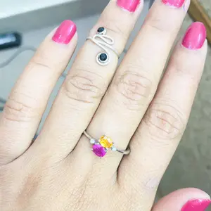 YELLOW SAPPHIRE RUBY Diamond Stylish & Unique Engagement Ring,Dainty Wedding band , Stacking Ring ,Promise Ring, Gift for her