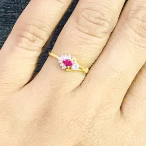 RUBY DIAMOND RING ,14k Gold-Engagement Ring,Wedding Band, Red Gemstone ,Gift for her.