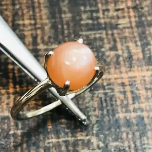 PEACH RED MOONSTONE, Sun stone Gemstone - Milky Moonstone Cabochon ,Promise Ring For Her.