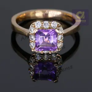 6 mm Cusion Cut Natural Purple Amethyst Gemstone Ring, 925 Sterling Silver Ring, Engagement / Wedding Ring, February Birthstone Amethyst.