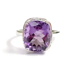 AMETHYST OCTAGON RING , February Birthstone ,Healing properties ,Purple Gemstone, Aquarius ,Valentine Gift for Her.