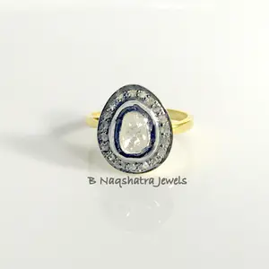 ROSE CUT DIAMONDS, Antique silver ring, Diamonds vintage ring, silver diamond ring,black rhodium plated jewelry,Vintage wedding band .