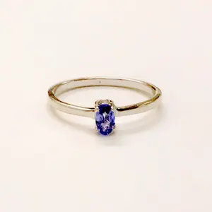 DAINTY TANZANITE Unique promise Rings, blue tanzanite ring, solitare engagement ring,Oval Cut tanzanite