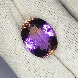 22.45 Carat 100% Natural Untreated 20x14x12 MM Ametrine Oval Shape Loose Gemstone Double Ametrine, Bi Color Ametrine, Ametrine pandat