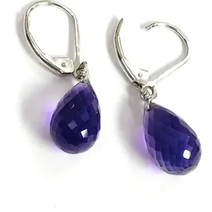 AMETHYST  DROP EARRINGS ,February birthstone ,Purple Amethyst ,Dangle earrings ,Russian lock earrings , Valentine's Love Gift .