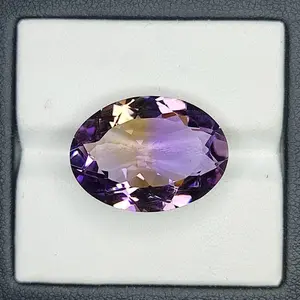 13.50 Carat 100% Natural Untreated 18x16x10 MM Ametrine Oval Shape Loose Gemstone Double Ametrine Bi Color Ametrine Ring Pendant Brooch