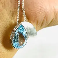 BLUE TOPAZ PEAR pendant Necklace ,Sterling Silver,December Birthstone,Lovely Gift for her . BLUE TOPAZ PEAR pendant Necklace ,Sterling Silver,December Birthstone,Lovely Gift for her .