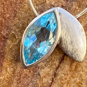 BLUE TOPAZ pendant , Sterling Silver,December Birthstone, Christmas Gift for her, statement jewelry