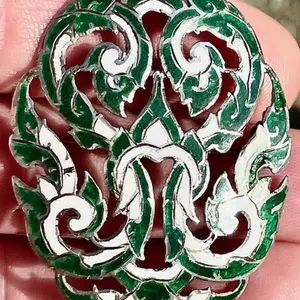 Vintage Thai Intrigue—Hand-Enameled Sterling Silver Brooch- Alex Co. jeweler., Feminist jewelry, Gift for her .