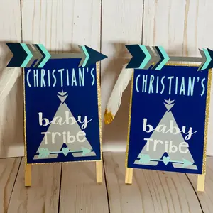 Baby Tribe Sign, Handmade Signs set of 2, Arrows Teepee signs, customizable, baby shower, birthday party