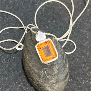 Natural Madeira Citrine Pendant -Deep Yellow Pendant-November Pendant-Large Citrine Pendant-Gift for her