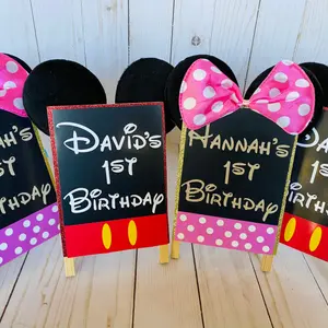Birthday Party Handmade Decorations, Mickey Minnie Birthday Decorations, Minnie Party Decor, Mickey, Signs, table centerpieces