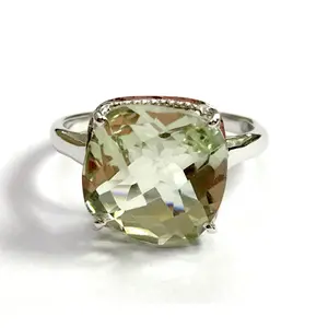 NATURAL GREEN AMETHYST Sterling Silver Ring ,Prasiolite , Green Quartz , February Birthstone ,Unisex Ring , men ring ,perfect for daily wear