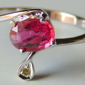 RUBY DIAMOND RING, Sterling Silver Ring ,Ruby Anniversary Gift,July Birthstone,Oval Cut Natural  Ruby,Gift for her