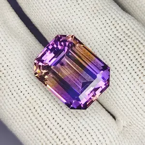 19.15 Carat 100% Natural Untreated 12x14x12 MM Ametrine Octagon Shape Loose Gemstone Double Ametrine, Bi Color Ametrine, Ametrine pandat