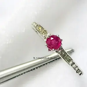 DAINTY RUBY DIAMOND Ring ,July Birthstone , Natural Red Ruby Gemstone, Engagement ring ,Promise Ring for her .....