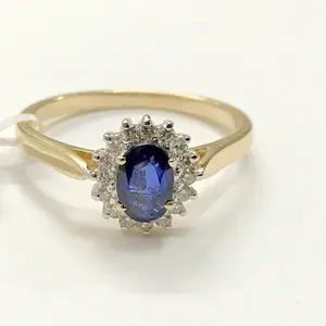BLUE SAPPHIRE DIAMOND Halo Ring , September Birthstone , Elegant looks , Engagement ring ,Eternity Ring , 14k Gold Ring ,Diana Ring