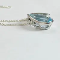 BLUE TOPAZ PEAR pendant Necklace ,Sterling Silver,December Birthstone,Lovely Gift for her . BLUE TOPAZ PEAR pendant Necklace ,Sterling Silver,December Birthstone,Lovely Gift for her .
