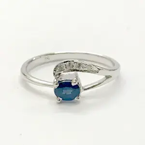 NATURAL BLUE SAPPHIRES with single cut Diamonds ,sterling silver ring , gold sapphires ring ,Blue Birthstone, September Birthstone, neelam