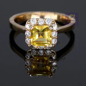 6 mm Cusion Cut Natural Brandy Citrine Gemstone Ring, 925 Sterling Silver Ring, Engagement / Wedding Ring, November Birthstone Citrine Ring.