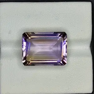 11.50 Carat 100% Natural Untreated 16x12x7 MM Ametrine Rectangle Shape Loose Gemstone Double Ametrine Bi Color Ametrine Ring Pendant Brooch