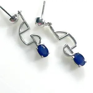 BLUE SAPPHIRE EARRINGS, Dangle sapphire earrings ,Sterling Silver,September Gemstone,Thanksgiving ,Gift for her.