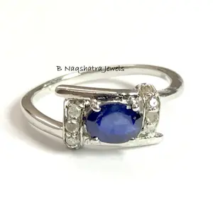 BLUE SAPPHIRE RING -Natural Diamonds ,Birthstone Ring, Blue Birthstone, September Birthstone,Statement Ring.
