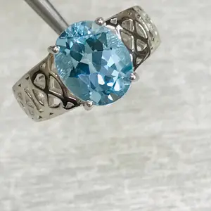 THROAT CHAKRA BLUETOPAZ  ,Celtic Knots ,December Birthstone ,Hand Forged Ring ,crystal healing Topaz, Unisex ring