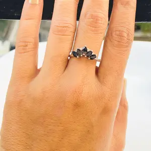 Natural SAPPHIRE Crown Wedding Band, Dainty Ring ,Natural blue sapphire gemstone , September Birthstone, Promise Gift For her.