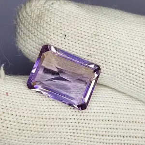 9.80 Carat 100% Natural Untreated 16x12x7 MM Ametrine Rectangle Shape Loose Gemstone Double Ametrine Bi Color Ametrine Ring Pendant Brooch