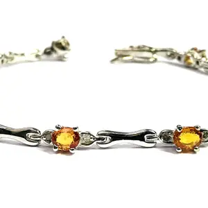 7.5 inches ORANGE SAPPHIRE DIAMOND Bracelets , 925 sterling silver ,Sapphires ,Christmas gift ,Wedding Collection ,Women  Bracelet