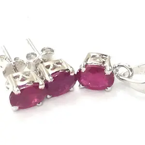 RUBY PENDANT SETS ,Ruby Stud Earrings,July birthstone, Ruby Neck Wear,Wedding Gift for her.