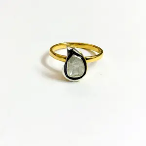 VICTORIAN DIAMONDS -925 Sterling silver Ring ,Mango shape Engagement Ring ,Vintage Wedding Band ,Valentine gift , April Birthstone