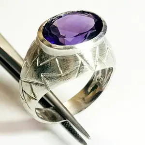 MENS RING of AMETHYST , February Birthstone , Purple Gemstone , Promise ring for him , Artistic Mens Jewellery 