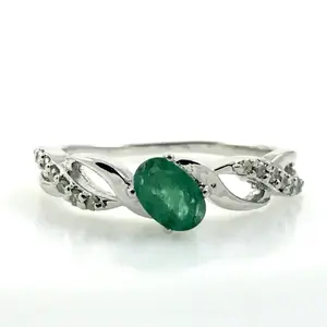 EMERALD RING, May birthstone ,Emerald Engagement ring, oval Emerald ring,Zambian emerald.