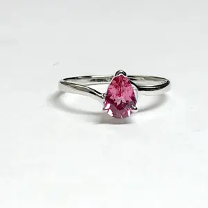 PINK TOURMALINE PEAR Shape 925 Sterling Silver Ring , Tourmaline engagement ring , October Gemstone , Beautiful Gift for her.....