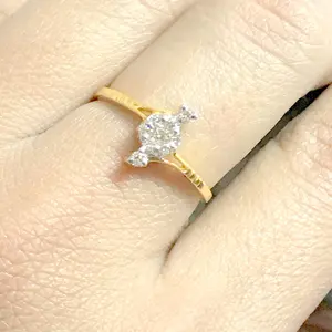 HALO DIAMOND RINGS /14k Solid Yellow Gold / 0.25 ct wt ,Wedding & Engagement rings , Promise ring for her , Valentines Love gift ...