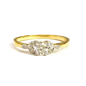 DIAMOND ENGAGEMENT RING /18K Gold Round Cut Diamond /Unique Wedding Gift / Brilliant Cut Diamond /valentine Love Gift