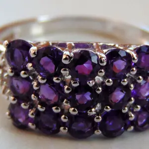 AAA quality natural Amethyst Cluster Ring - Purple Amethyst Rings- Amethyst Silver Rings- February Birthstone , Valentine Gift