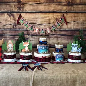 Woodland lumberjack Woodland Baby Shower Supplies, Winter baby shower set, Camping Woodland Centerpieces decorations, Buffalo Plaid