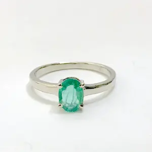 EMERALD RING ,Oval shape , May Birthstone ,Woman Jewelry , 925 Sterling Silver Ring , Emerald cut ,Fine Jewelry Gift