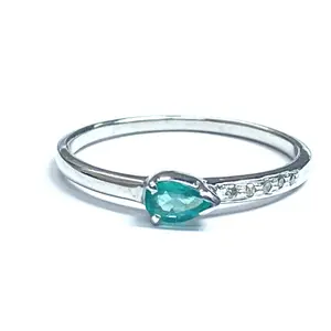 EMERALD PROMISE BAND -For Women-Emerald Jewelry-Green Gemstone Ring-Genuine Emerald Ring-May Birthday Gifts
