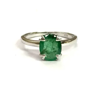 BEAUTIFUL EMERALD RING , Natural emerald ,Oval Shape Gemstone ,Green Beryl ,May birthstone, Promise band for her ,  Christmas Gift ...