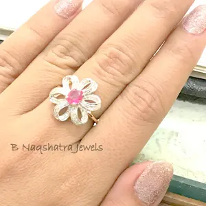 RUBY DIAMOND RING, 14k Gold Ring,Oval Ruby,July Birthstone,Ruby Anniversary ,Floral Valentine Love Gift