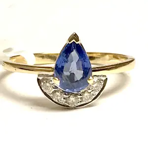 BLUE SAPPHIRE Ring ,14k solid Gold, Engagement Ring,September Birthstone, Artdeco Wedding Band, Gift For Her.