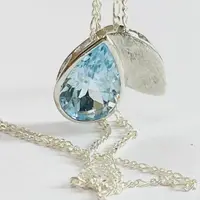 BLUE TOPAZ PEAR pendant Necklace ,Sterling Silver,December Birthstone,Lovely Gift for her . BLUE TOPAZ PEAR pendant Necklace ,Sterling Silver,December Birthstone,Lovely Gift for her .