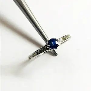 DAINTY BLUE SAPPHIRES with Diamonds,sterling silver ring ,sapphires Engagement ring ,Blue Birthstone,September Birthstone, neelam Gemstone..