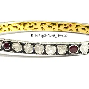 Rose Cut PAVE DIAMONDS SAPPHIRE Bangle-925 Sterling Silver-Victorian Diamonds Bangle-wedding Gift,Bride Maid Gift...